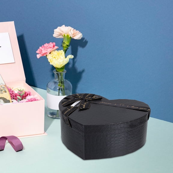 GOOHOCHY Heart Shaped Box Black Paper For Chocolate Female Friends 1Pack 9.0In