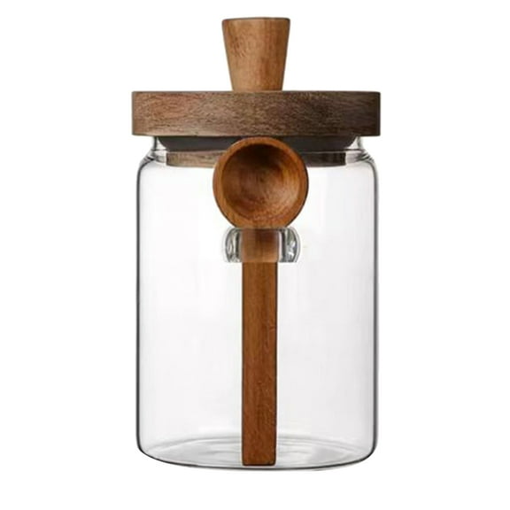 GOOHOCHY Glass Sealed Jar with Wood Lid for Storage MultiFunctional Kitchen Canister 7.87 x 7.87 x 9.45 Inches