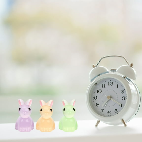 GOOHOCHY Glow in the Dark Bunny Figurine Set, 18 Resin Miniature Toys for Garden Decor, Assorted Colors