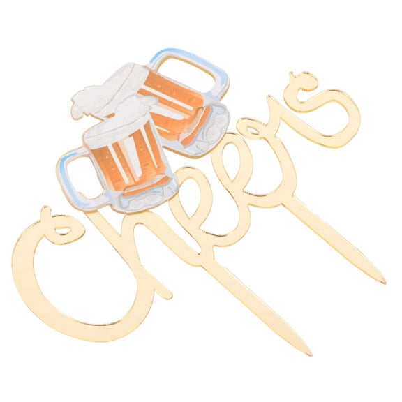 GOOHOCHY Golden Acrylic Cake Toppers for Decoration Oktoberfest Party Birthday 2 Pcs 3.5 Inches