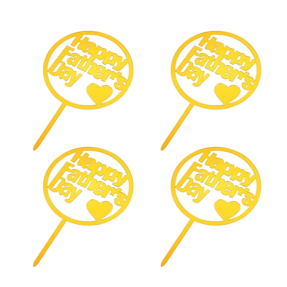 GOOHOCHY Golden Acrylic Father's Day Cake Topper for Decoration Party Supplies Durable Reusable 20pcs