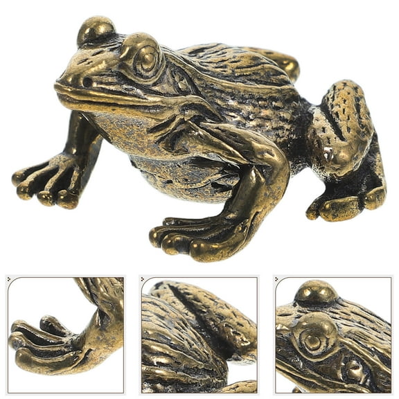 GOOHOCHY Golden Brass Frog Figurine for Home Use Small Size Great for Tea Ceremony and Decorative Purposes 2.5 inches