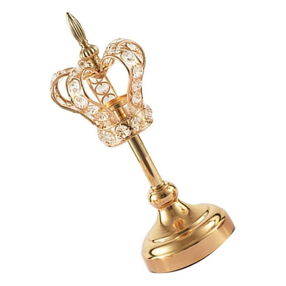 GOOHOCHY Golden Crown Shaped Candle Holder with Retro Plating Iron Base for Desk Table Accessories 6 Inches