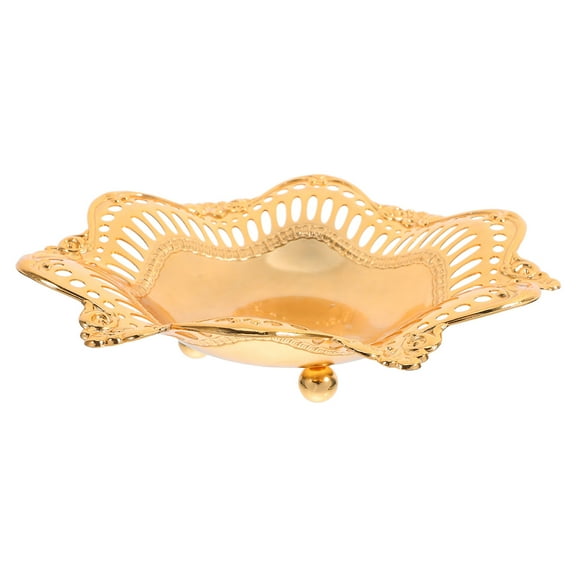 GOOHOCHY Golden Food Tray Metal Cake Tray Fruit Snack Jewelry Storage Tray For Jewelry Cupcakes Desserts Fruits Candies Snacks