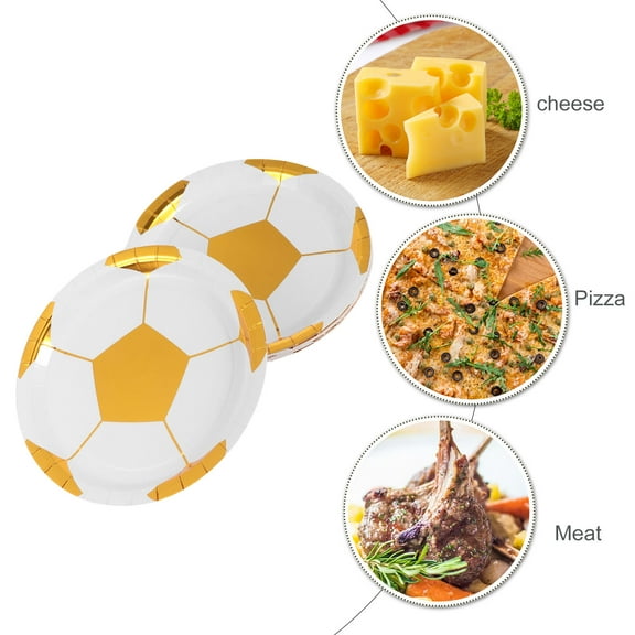 GOOHOCHY Golden Football Printing Paper Plates for Party Disposable Dinner Dishes 16 pieces