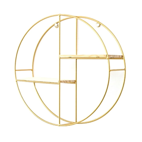 GOOHOCHY Golden Iron Storage Rack 1Set Wall Shelf Round For Living Room Bedroom Home Decoration