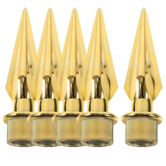 GOOHOCHY Golden Pointed Shape Flagpole Finial for Outdoor Decoration Durable PP Material 5 Pieces