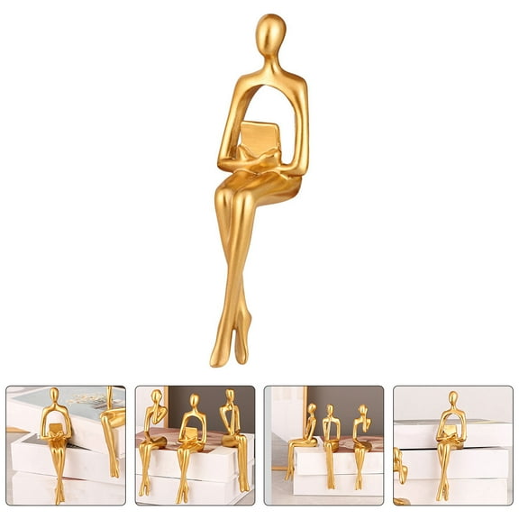 FUTUREORYY Thinker Figurine Golden Resin 1Set 9.04X3.77X2.67in