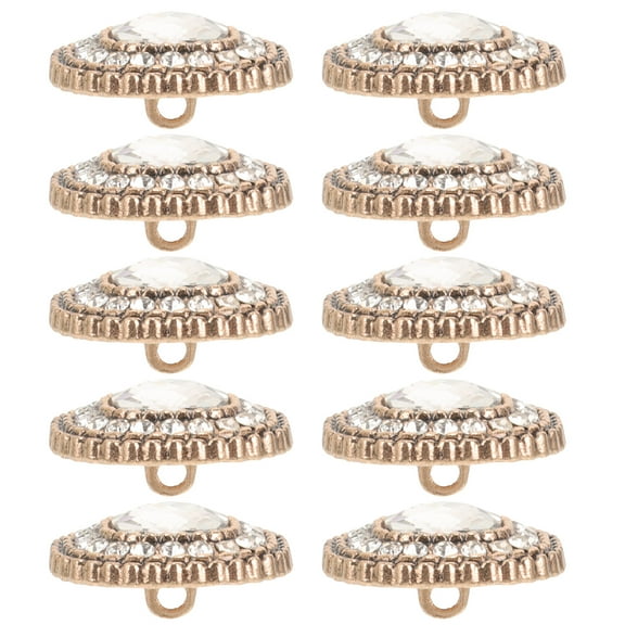 GOOHOCHY Golden Rhinestone Decorative Buttons for Sewing and Crafts 10pcs Alloy Retro Suit Buttons