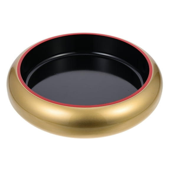 GOOHOCHY Golden Round Sushi Plate for Home Made of Plastic Ideal for Serving Salmon and Sashimi 7.87 Inches