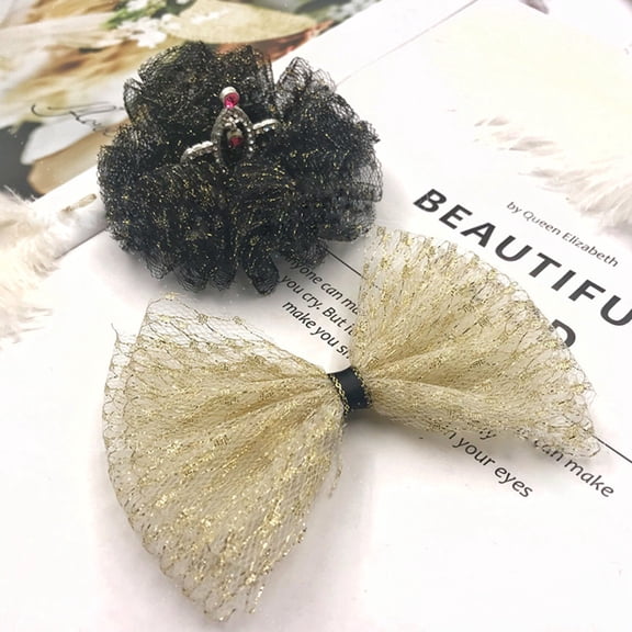 GOOHOCHY Golden Silk Yarn Ribbon Crafting Wedding Hair Accessories Decoration Child Black