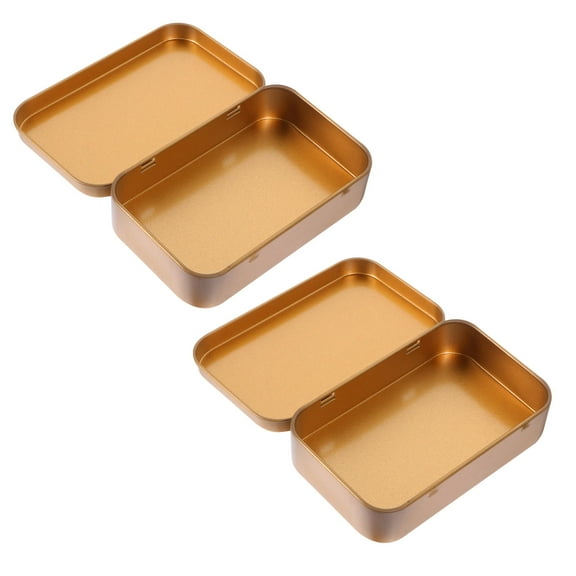 GOOHOCHY Golden Tinplate Boxes for Storage Use Strong and Multi Purpose Containers 2Pcs Small Size