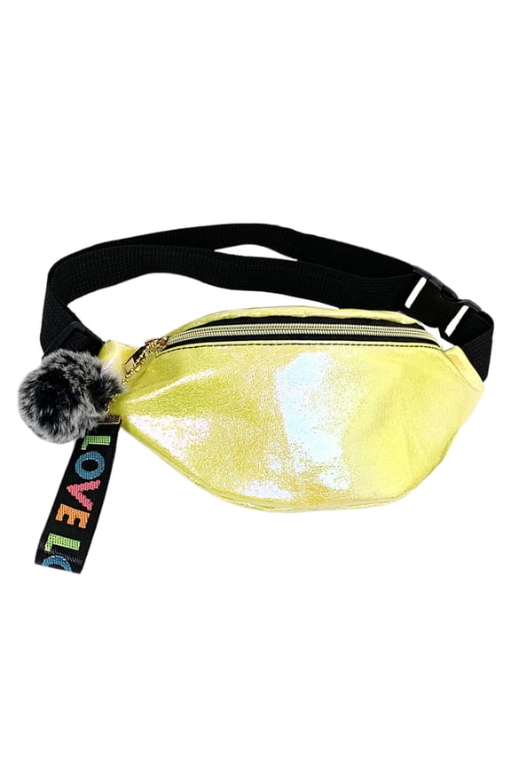 Lightweight Gradient Booster Iridescent Running Vest Bag for Women, Yellow Sports Waist Pack for Outdoor Activities
