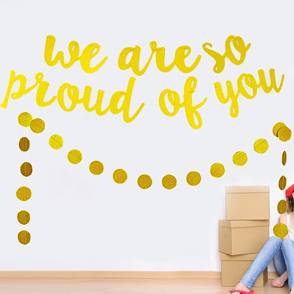 Mobutofu 1Pc Yellow Graduation Banner Party Decoration Supplies with Proud Message