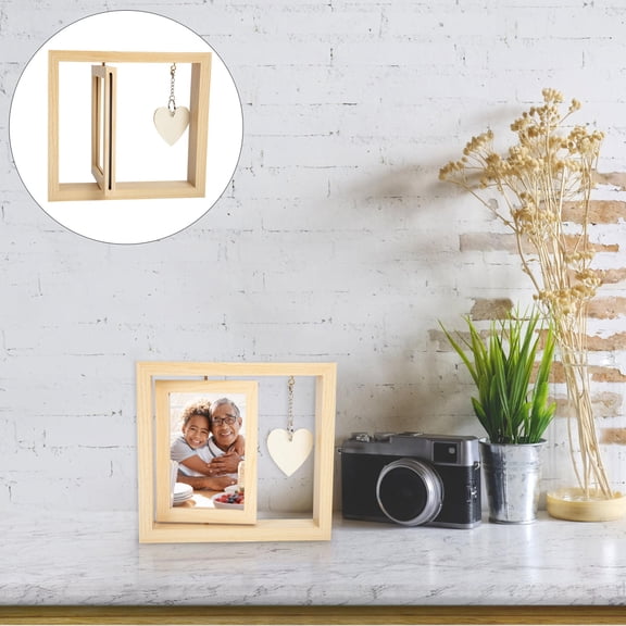 FUTUREORYY Rotating Wooden Photo Frame Double Sided Multi Angle Display Rustic Picture Frame