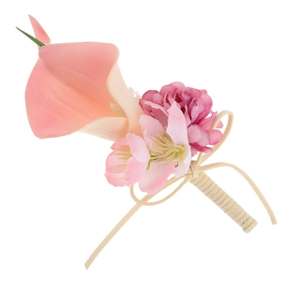 FUEENIRVA Boutonniere Pink Silk Flower Formal Dinner Party 1Pcs 5.4x2.8x1.6in
