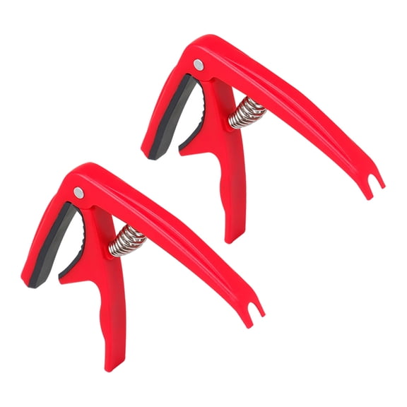FUEENIRVA 2Pcs Folk Music Guitar Capo Tension Adjustable Metal Red Accessories