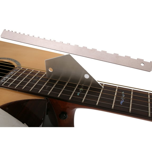 GOOHOCHY Guitar Fret Leveling Ruler Made of Stainless Steel for Accurate Neck Straightness Checking 2pcs Silver