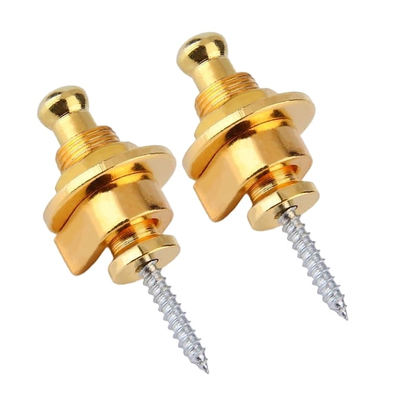 GOOHOCHY Guitar Strap Lock Buttons with Antislip Design for and Easy Installation on All Guitars Golden metal