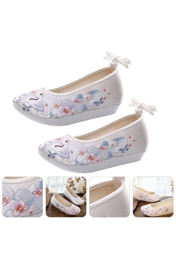 GOOHOCHY Women's Shoes with Hand-Embroidered Patterns, Traditional Style Comfortable Footwear for Miss