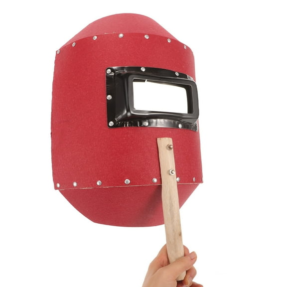 GOOHOCHY Handheld Welding Shield for Men with Vulcanized Fibre Paper and Wood Construction Red Color