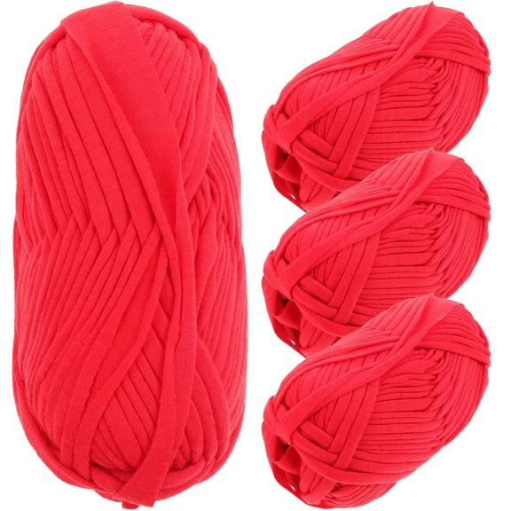 GOOHOCHY Handicraft Crocheting Yarn 4 Rolls Red Suitable for Enthusiasts and Lovers