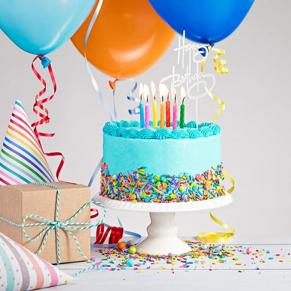 GOOHOCHY Happy Birthday Cake Topper Set of 10pcs Acrylic Decor for Kids Party and Decoration Silver