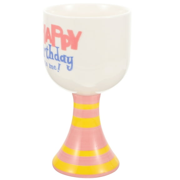 GOOHOCHY Happy Birthday Footed Cup Exquisite Ceramic Mug Decorative Drinking Mug Birthday Gift for Friends