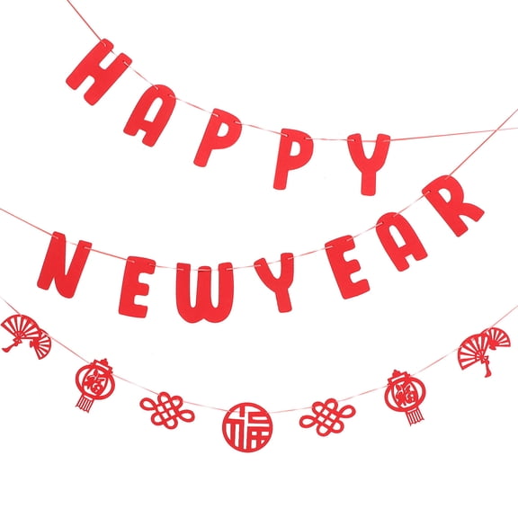 GOOHOCHY  Happy New Year Banners Hanging Decorative Flag Decorations Office Father