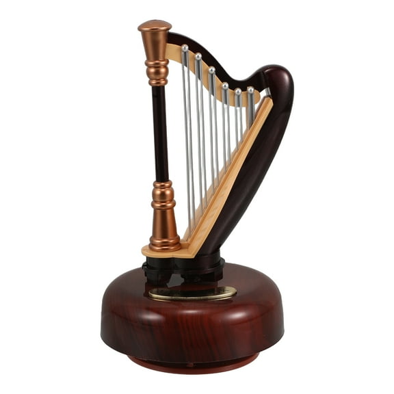GOOHOCHY Harp Music Box Ornament Unique Musical Boxes Mini Antique Vintage Harp Model For Christmas Wedding Valentines Birthday Home Decorations