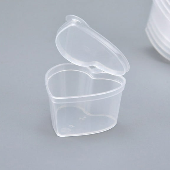 GOOHOCHY Heart Shaped Plastic Storage Containers with Hinged Lids for Small Items and Crafts 45ml