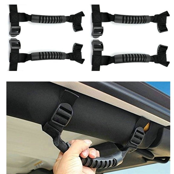GOOHOCHY Heavy Duty Grab Handles for Car Use Weather Resistant Nylon Black Color Easy Install Fits 2 to 3 Inch Bars