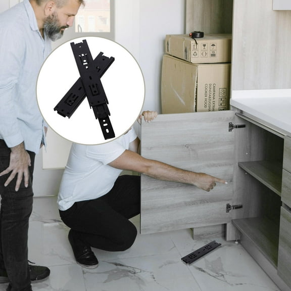 GOOHOCHY Heavy Duty Wardrobe Rail Silent Drawer Glide Metal Slide Rail for Cabinet Drawer Track Sliding Rail Drawer Rail Furniture Hardware Accessories