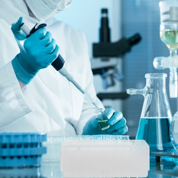 GOOHOCHY Hemoton Cryogenic Box for Lab 50 Grids Freezer Box with Lid Bin Tray Sample Tubes and Vials Rack for Specimens 1.8ml 2.0ml