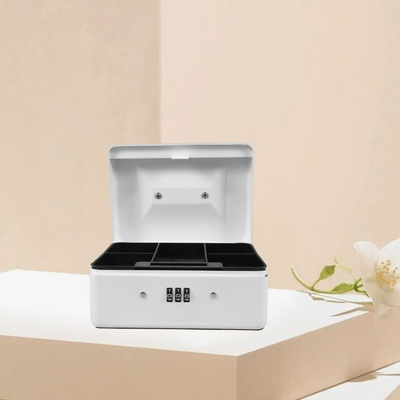 GOOHOCHY Hidden Storage Box With Combination Lock Secure Metal Cash Box Safe Lock Box For Personal Lockable Money Safe Box With Removable Tray