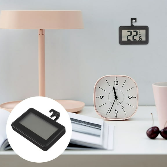 GOOHOCHY High Precision Water-proof Electronic Thermometer Refrigerator Thermometer Frost Alarm Thermometer Without Battery(Black Shell)