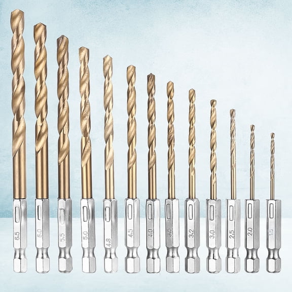 Mobutofu 2Sets Titanium Coated Hex Drill Bit Set for Trimming Use on Wood Metal Plastic Aluminum Copper