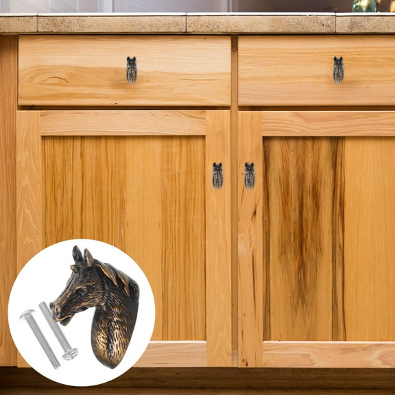 GOOHOCHY Horse Drawer Pulls Vintage Horse Knobs Retro Animal Art Cabinet Handles Mid Century Cupboard Knobs Furniture Door Knobs