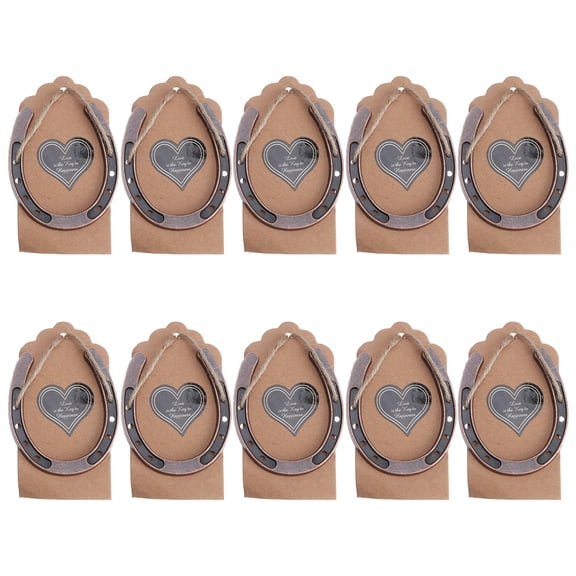 GOOHOCHY Horseshoe Key Ring Metal Paper 10pcs Keychain Pendant For Wedding Decorations