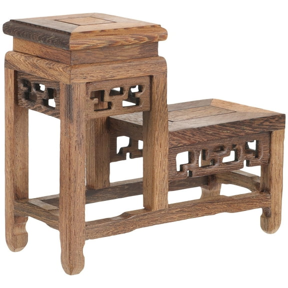 GOOHOCHY Indoor Plant Stand 1Pcs Wooden Bonsai Display Stand With Hollow-out Design For Room