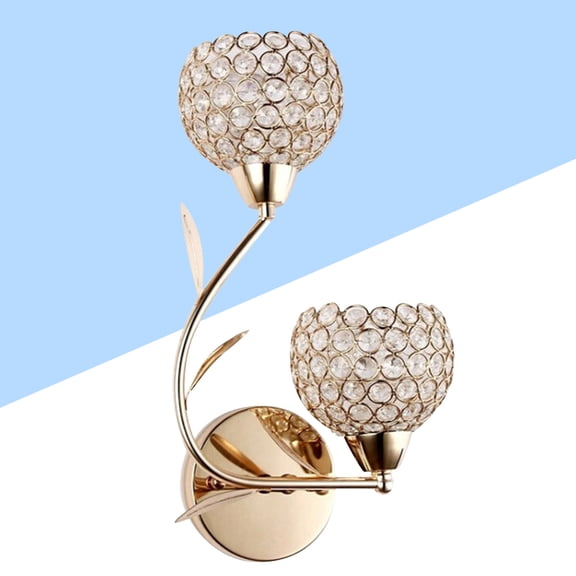 GOOHOCHY  Interior Golden Crystal Wall Light Bedroom Power Lamp