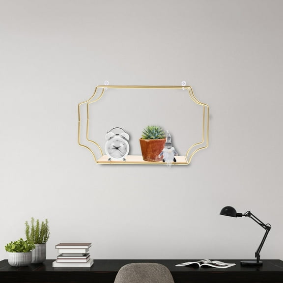 GOOHOCHY Iron Art Wall Storage Shelf Punch Free Wall Shelf Wall Storage Organizer Home Supplies