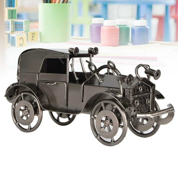 GOOHOCHY Iron Vintage Car Model Antique Classic Model Toy Car for Home Table Decor (Silver Grey)