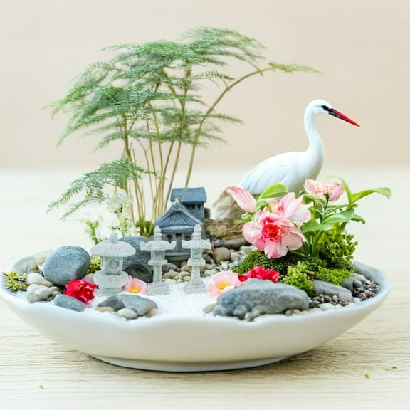 GOOHOCHY Japanese Garden Ornaments with Realistic Design for Outdoor Spaces Grey Sandstone 3 Pieces