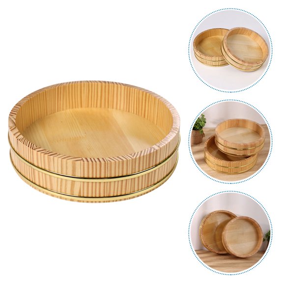 GOOHOCHY Sushi Bucket Wooden 1Pcs 9.6x9.6x2.7in