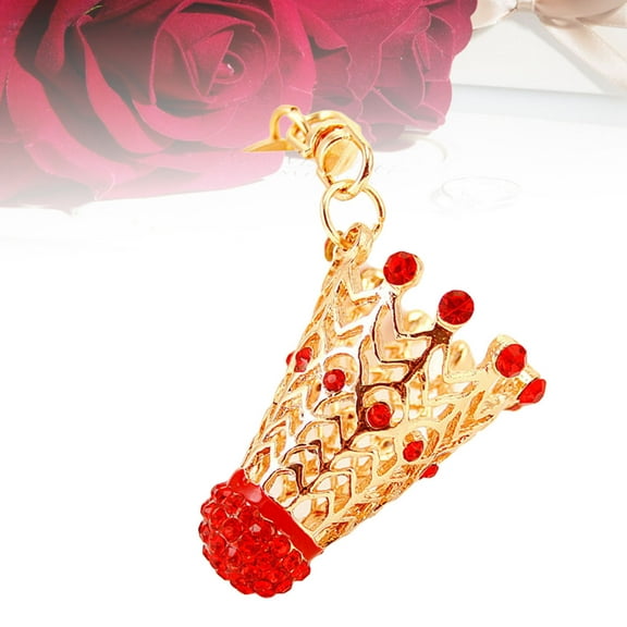 Mobutofu Golden Badminton Pendant Keychain for Bag Car Key with Fashionable Rhinestone