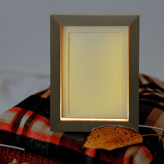 GOOHOCHY LED Lighted Wood Picture Frame for Home Decoration with 3D Effect and Night Light Features in Khaki