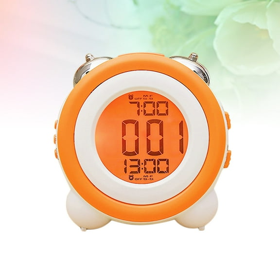 GOOHOCHY Kids Desktop Alarm Clock Orange Round Baby Bedroom Clocks Child