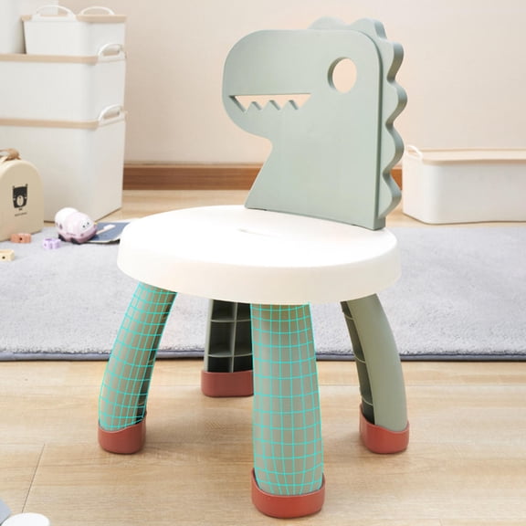FUEENIRVA Kids Stool Chair Dinosaur Back Chair Green PVC 1Set