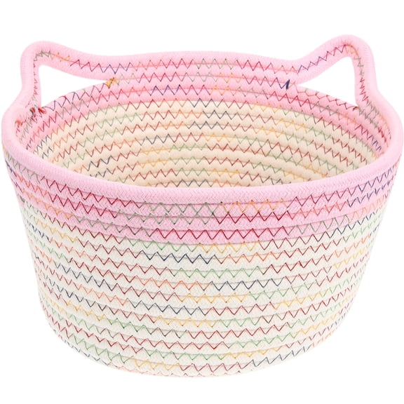 ADDHAT Desk Organizer Basket Cotton Rope Storage Modern Design Household Users Living Room 1Pack